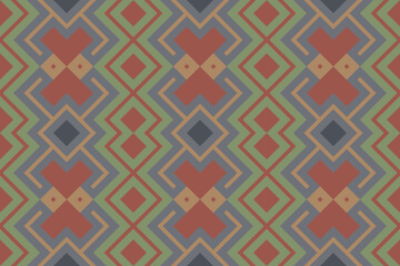 Ikat Seamless Pattern Embroidery Background. Ikat Chevron Geometric Ethnic Oriental Pattern traditional.aztec Style Abstract Vector design for Texture,fabric,clothing,wrapping,sarong.