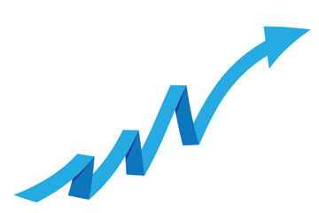 Graph with increase report. Diagram with rise and gain progress. Vector