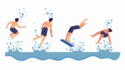 Phases of a man jumping from a dive board into the water