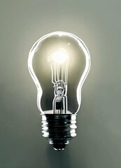 A lit light bulb as a symbol of a new idea and in the background a human brain