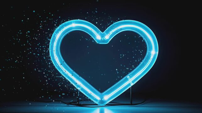 Blue background with a neon heart glow.
