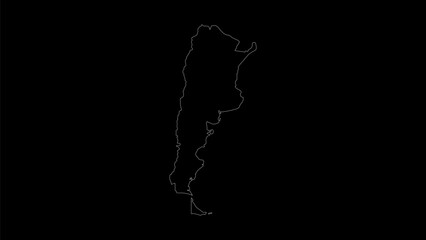 Argentina map vector illustration. Drawing with a white line on a black background.