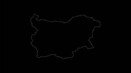 Bulgaria map vector illustration. Drawing with a white line on a black background.