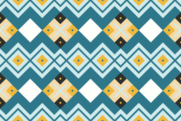Motif Ikat Seamless Pattern Embroidery Background. Ikat Design Geometric Ethnic Oriental Pattern traditional.aztec Style Abstract Vector design for Texture,fabric,clothing,wrapping,sarong.