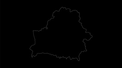 Belarus map vector illustration. Drawing with a white line on a black background.