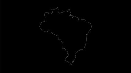 Brazil map vector illustration. Drawing with a white line on a black background.