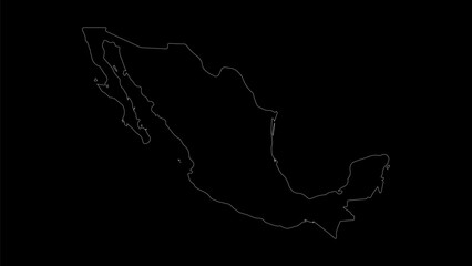 Mexico map vector illustration. Drawing with a white line on a black background.