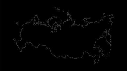 Russia map vector illustration. Drawing with a white line on a black background.