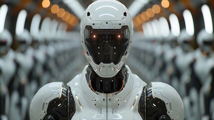 In a manufacturing facility robots equipped with AI and machine learning capabilities automate production processes and adapt to changing conditions