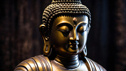 statue of buddha yoga with dark background