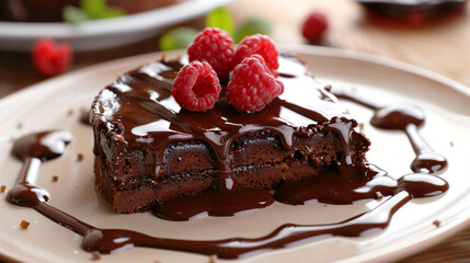 Steamed chocolate cake with chocolate sauce 