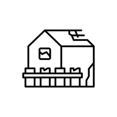 Abandoned house outline icons, minimalist vector illustration ,simple transparent graphic element .Isolated on white background
