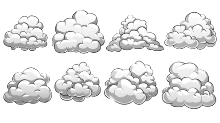 Selbstklebende Fototapeten Monochromatic Cloud Icons for Simple Graphic Design, isolated on transparent background, Generative AI © Crowcat