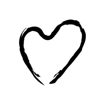 Black hand drawn heart on white background. Vector design element for Valentine's day. grunge hand drawn black heart. love, logo, symbol, card, wedding, greeting card. vector illustration