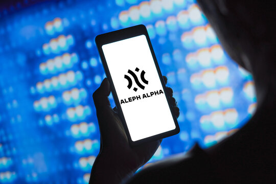 April 15, 2024, Brazil. In this photo illustration, the Aleph Alpha logo is displayed on a smartphone screen.