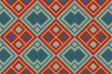 Motif Ikat Seamless Pattern Embroidery Background. Ikat Flowers Geometric Ethnic Oriental Pattern traditional.aztec Style Abstract Vector design for Texture,fabric,clothing,wrapping,sarong.