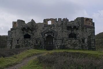 Crozon, France - Apr 5, 2024: Aber Fortress in Finistere, Brittany.  It's located between the...