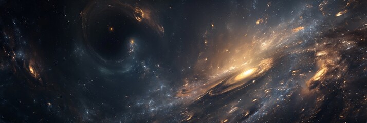An artistic representation of a swirling galaxy with a brilliantly lit core, suggesting the immense scale and energy of celestial bodies - obrazy, fototapety, plakaty