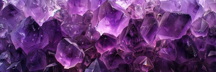 Amethyst Crystal, Purple Quartz Raw Gemstone Amethyst Druse Pattern, Generative AI Illustration