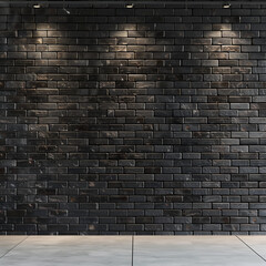 Elegant black brick wall with spotlights, modern background