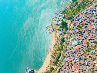 Aerial photography of the ancient city of Chongwu in Hui'an County, Quanzhou, Fujian, China