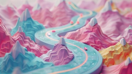 3D landscape C4D cartoon cute style background material