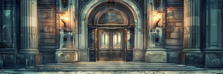 Vintage Door, Art Deco Enter, Luxury Elevator Door, Ornate Gate, Art Nouveau Architecture, Copy Space