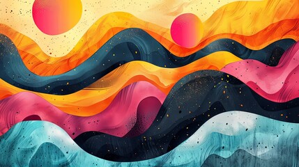 Vibrant Abstract Landscape with Flowing Waves