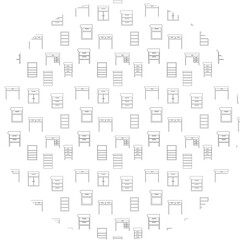 
Circle background with furniture for home decoration.