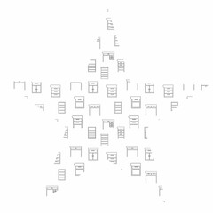 
Star background with furniture for home decoration.