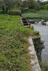 Heugueville-sur-Sienne, France - Apr 14, 2024: La Roque Bridge bombed by the allies during Second...