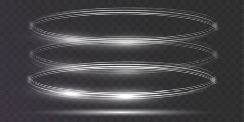 White blur trail wave, circle silver line of light speed.Vector illustration.	