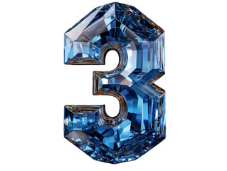 number three made of sapphire