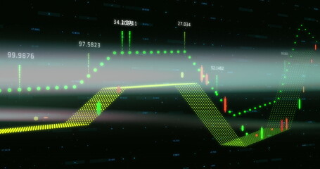 Image of financial data processing against black background