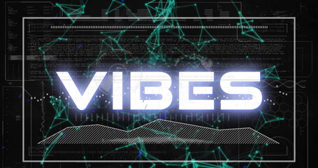 Image of vibes text, statistics and data processing