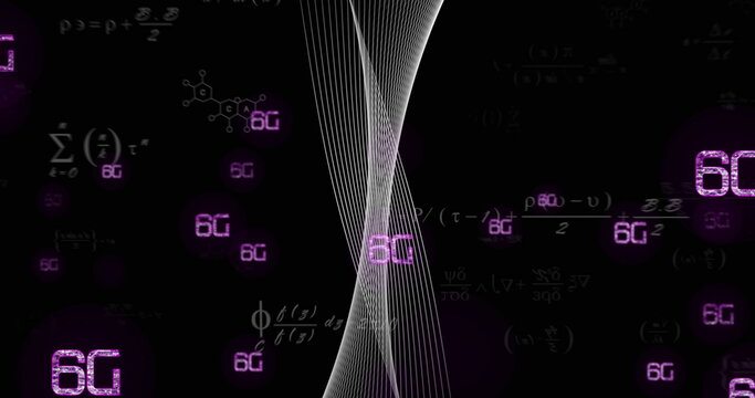 Image of 6g text and data processing on dark background