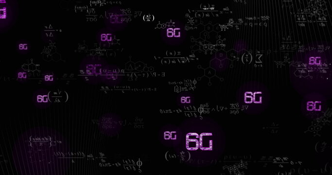 Image of 6g text and data processing on dark background