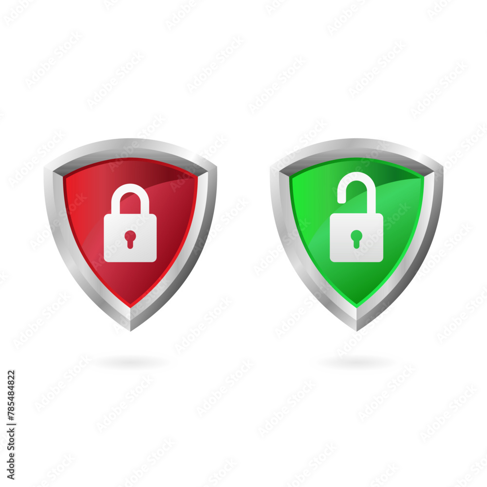 Poster vector illustration of shield with padlock. suitable for design element of digital security. realist