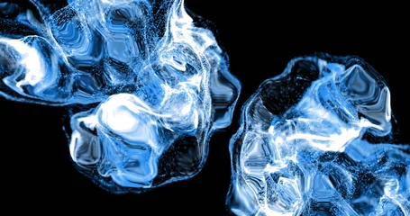 Selbstklebende Fototapeten Image of blue shapes moving on black background © vectorfusionart