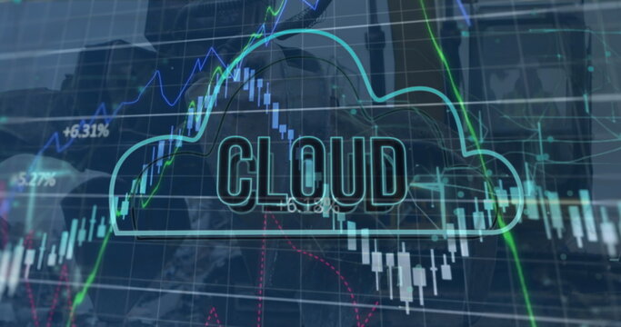 Image of cloud text in cloud with multiple graphs over close up of claw of crane - Powered by Adobe