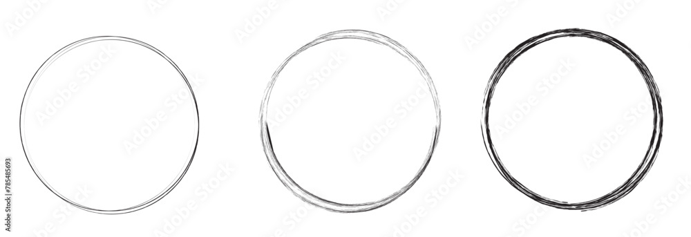 Poster hand drawn circle line sketch set. vector circular scribble doodle round circles for message note ma