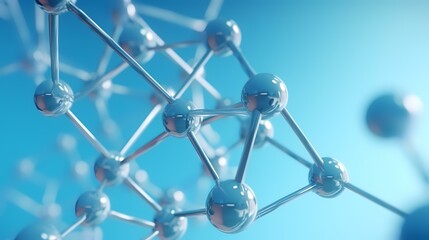 Molecule structure on blue background. 3d render illustration.