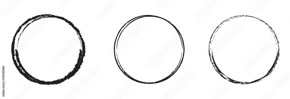 Poster hand drawn circle line sketch set. vector circular scribble doodle round circles for message note ma