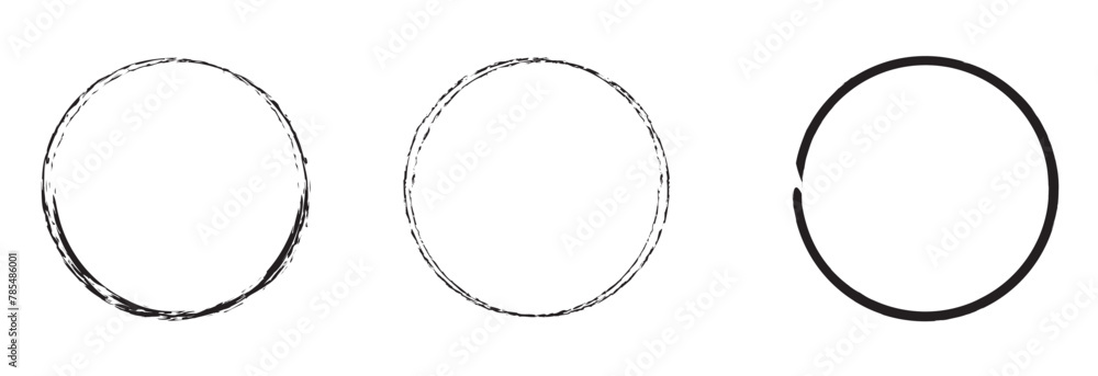 Aufkleber hand drawn circle line sketch set. vector circular scribble doodle round circles for message note ma