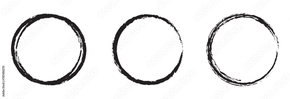 Aufkleber hand drawn circle line sketch set. vector circular scribble doodle round circles for message note ma