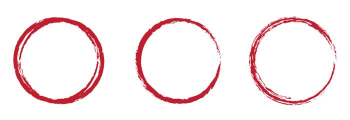 Red circle line hand drawn. Highlight the hand drawing circle isolated on a white background. Round handwritten circle. 