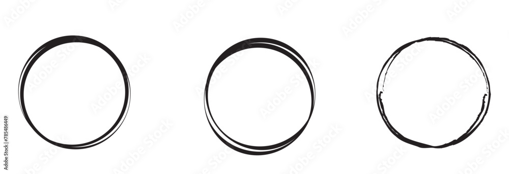 Poster hand drawn circle line sketch set. vector circular scribble doodle round circles for message note ma