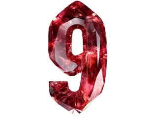 number nine made of ruby