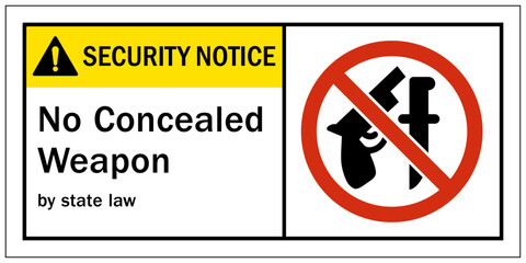 No concealed weapon warning sign