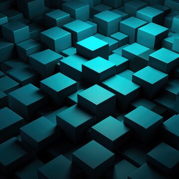 Turquoise dark 3d render background with hexagon pattern